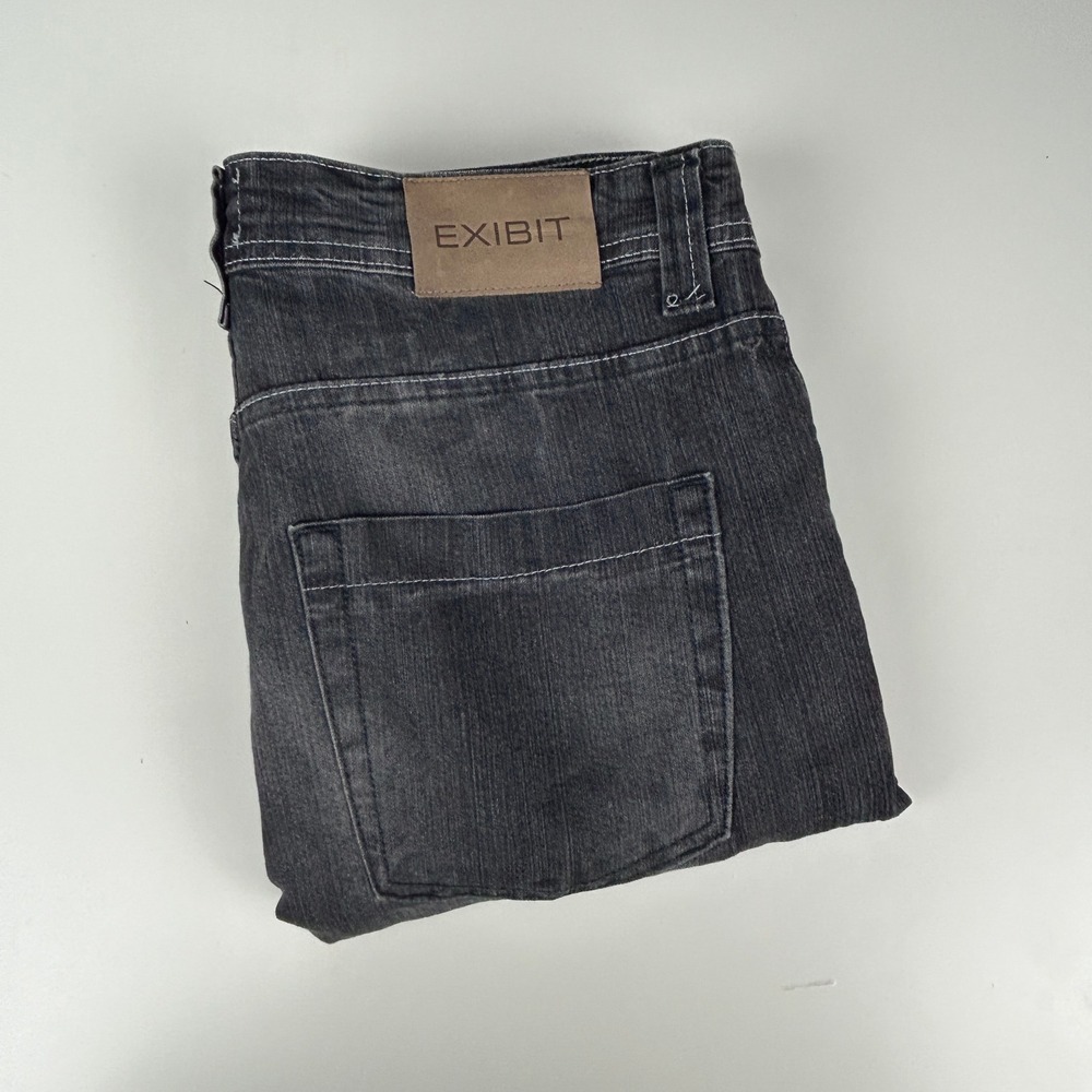 Exhibit Jeans Mens 50 (33x32.25) Slim Fit Black‎ Fade Made in Italy Tapered